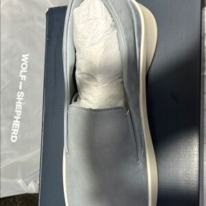 Wolf & Shepherd Men's Light Blue Slip-On Loafers